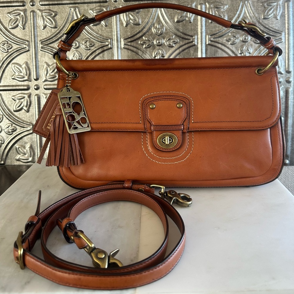 Legacy City Willis Coach British Tan Turnlock Shoulder Bag (Style 22062)